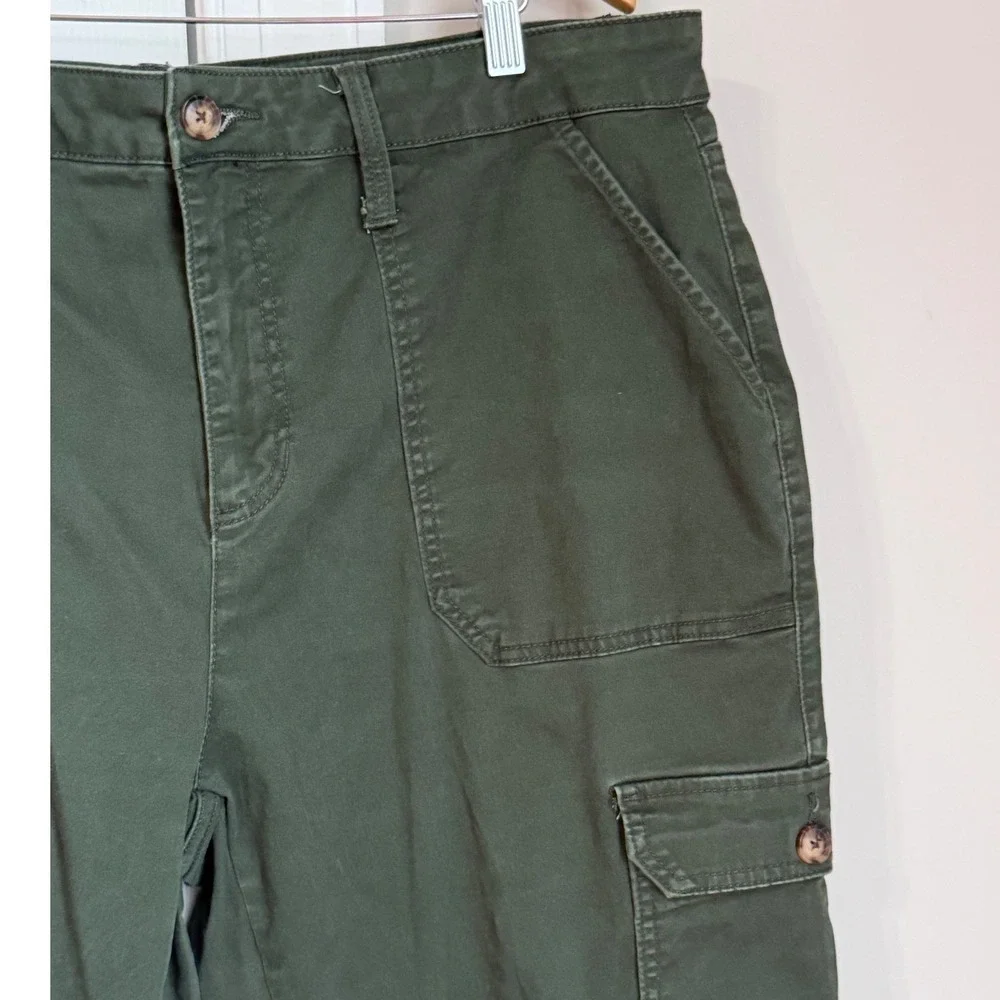Terra & Sky Womens Cargo Jogger Pants Plus Size 18 W Olive Green Utility Stretch - Picture 5 of 14